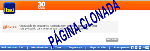 Página clonada do Banco Itaú rouba dados do cliente