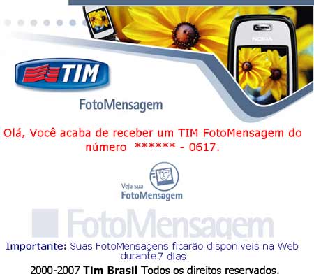 Falsa mensagem da TIM